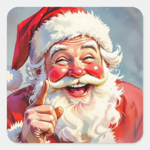 Adesivo Quadrado Papai Noel Vintage Engraçado Natal