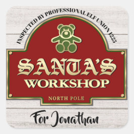Adesivo Quadrado Papai noel Workshop