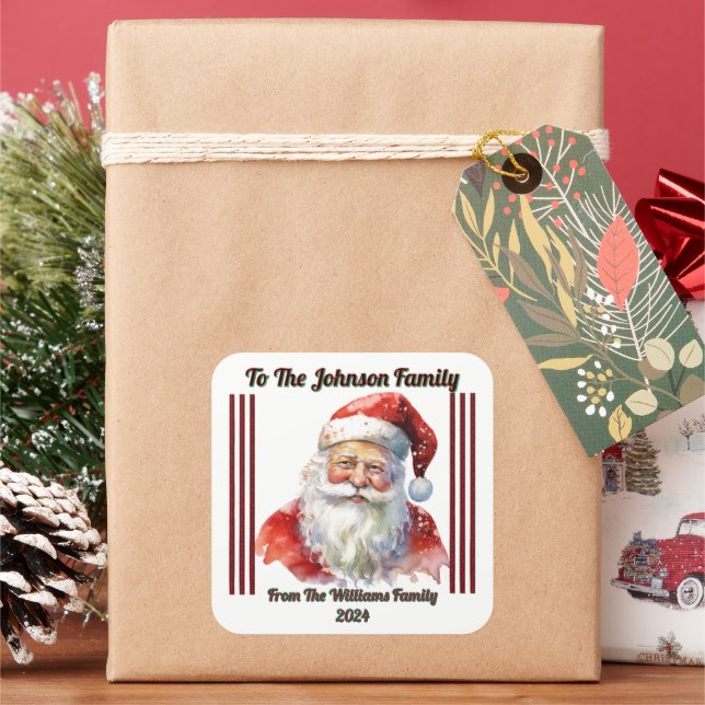 Adesivo Quadrado Papais noeis alegres para presentes de férias (Feriado)