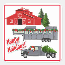 Adesivo Quadrado Papais noeis Barn Truck Horse Trailer de Natal