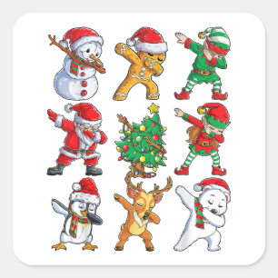 Adesivo Quadrado Papais noeis Batidos Amigos Amigos de Natal Menino