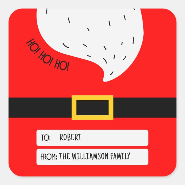 Adesivo Quadrado Papais noeis Brancos Vermelhos Cintos de Natal Fel (Frente)