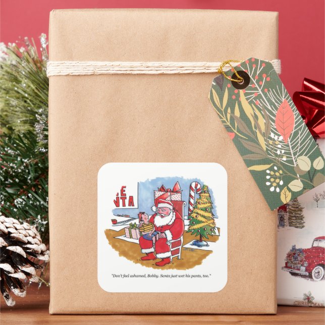 Adesivo Quadrado Papais noeis com vinhetas grandes quadradas molhad (Feriado)