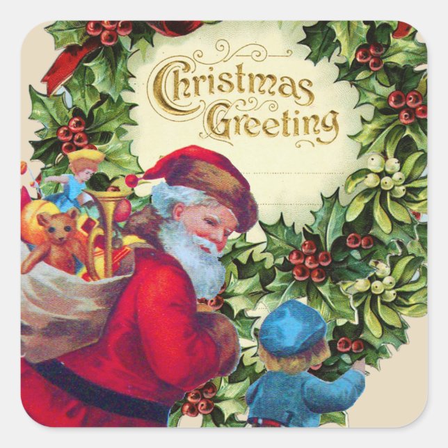 ADESIVO QUADRADO PAPAIS NOEIS,CRIANÇAS,NATAL CROWN,HOLLYBERRY,MISTL (Frente)