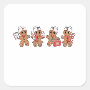 Adesivo Quadrado Papais noeis da Tripulação de Natal Gingercake Enf