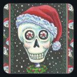 Adesivo Quadrado PAPAIS NOEIS DE CABEÇA DO morto, CHRISTMAS SKELETO<br><div class="desc">PERFEITO PARA AMANTES CUIDADOS. CÉLULA COLORIDA,  CORRIDA E CORREÇÕES DE PEPPERMINTS *Personalizar ... .Procure Itens Correspondentes Susan Brack Designs</div>