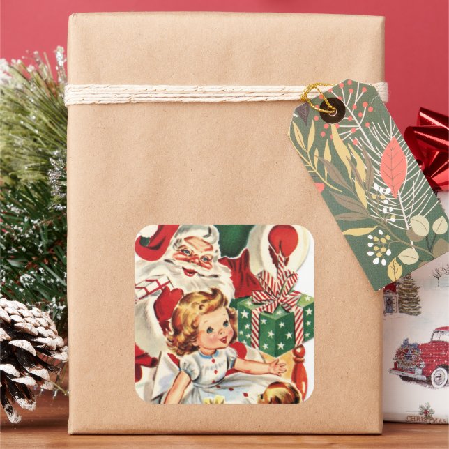 Adesivo Quadrado papais noeis de colheita retrógrados e criança (Feriado)