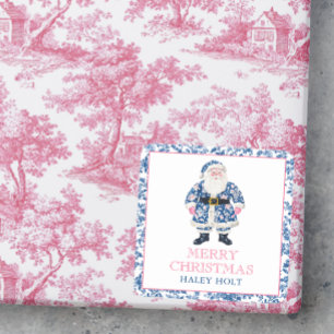 Adesivo Quadrado Papais noeis de Natal da China Azul e Rosa
