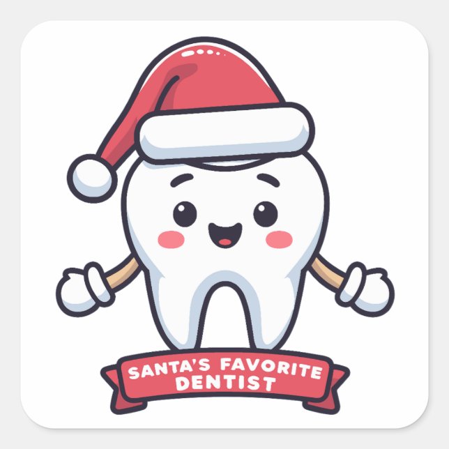 Adesivo Quadrado Papais noeis de Natal Dentista Bonito (Frente)