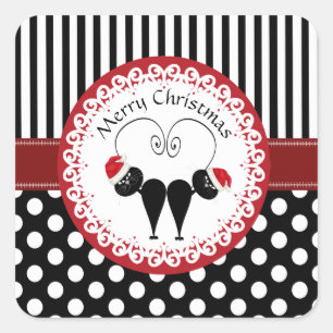 Adesivo Quadrado Papais noeis de Natal engraçados, casal de gato