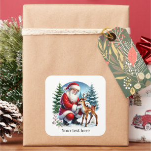 Adesivo Quadrado Papais noeis de Natal festivos personalizáveis