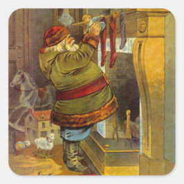 Adesivo Quadrado Papais noeis de palito verde de pinheiro antigo