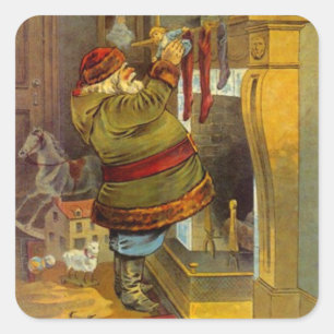 Adesivo Quadrado Papais noeis de palito verde de pinheiro antigo