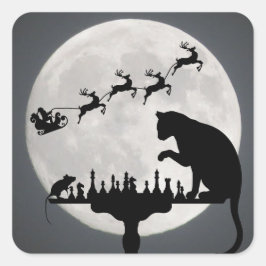 Adesivo Quadrado Papais noeis de xadrez com lua cheia Natal para o 