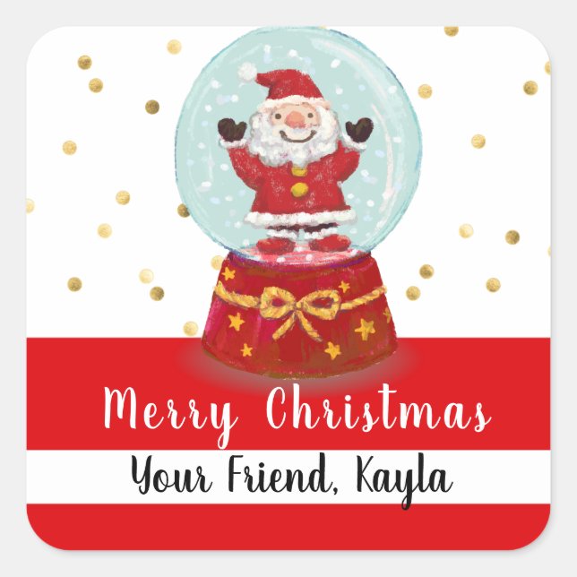 Adesivo Quadrado Papais noeis do Globo de Neve Natal (Frente)