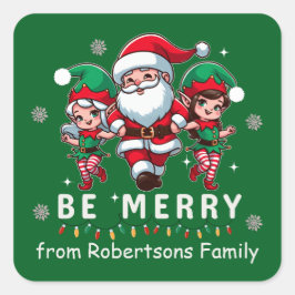 Adesivo Quadrado Papais noeis e Elves Personalizados - Dançando em