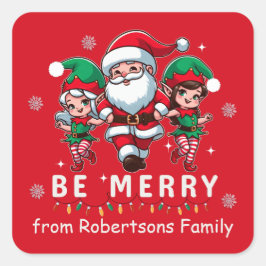 Adesivo Quadrado Papais noeis e Elves Personalizados - Dançando em