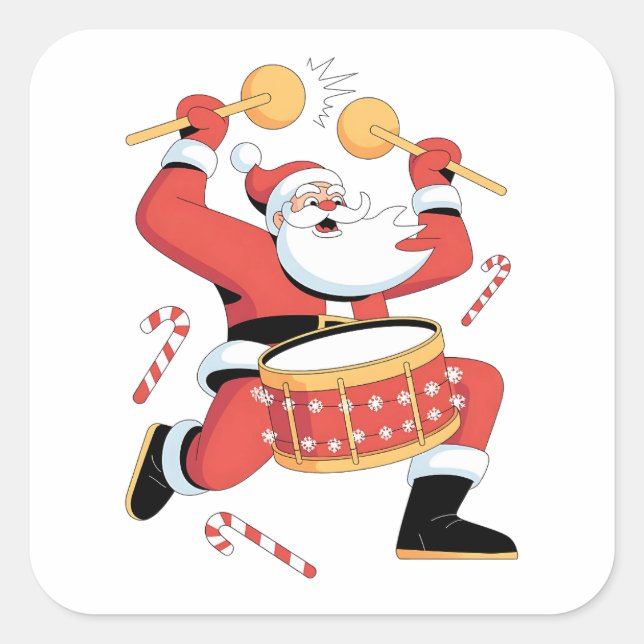 Adesivo Quadrado Papais noeis Engraçados Drummer Feios De Natal Bat (Frente)