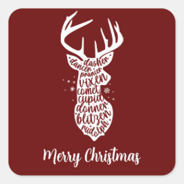 Adesivo Quadrado Papais noeis Feliz de Natal, Vermelho Negro