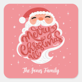 Adesivo Quadrado Papais noeis, Feliz Natal Tudo, Nome da Família Ro