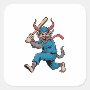 Adesivo Quadrado Papais noeis Jogando Baseball no Beisebol no Natal