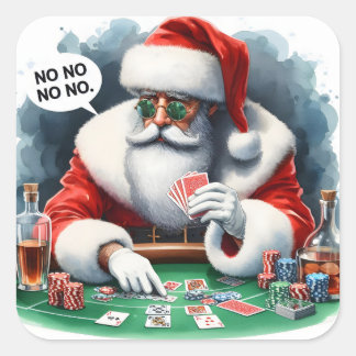 Adesivo Quadrado Papais noeis Jogando Cartões na Mesa do Casino