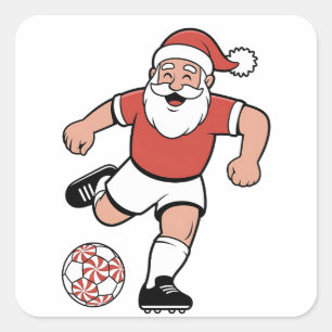 Adesivo Quadrado Papais noeis Jogando Futebol Jogador de Natal Espo