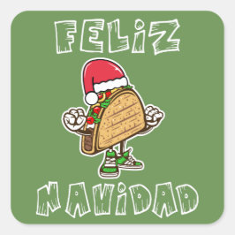 Adesivo Quadrado Papais noeis legal Feliz Navidad Taco Sticker