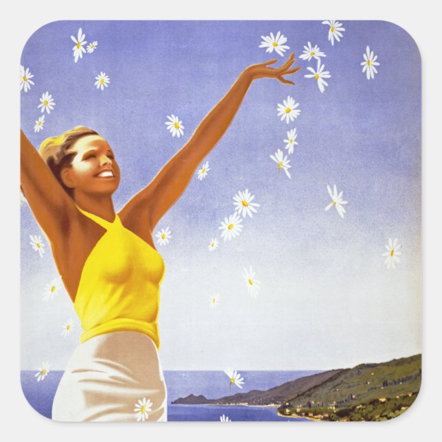 Adesivo Quadrado Papais noeis Margherita Ligure com Daisies (Frente)