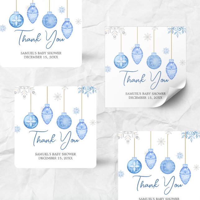 Adesivo Quadrado Papais noeis Meninos Chá de fraldas de Natal (Santa Baby Christmas Baby Shower Sticker)