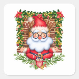 Adesivo Quadrado Papais noeis Namaste Yoga Pose Natal