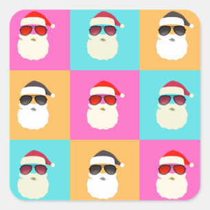 Adesivo Quadrado Papais noeis neon com óculos de sol Legal Padrão C