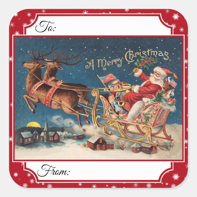 Adesivo Quadrado Papais noeis Patrióticos Padrões de Presente de Na (Frente)