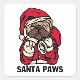 Adesivo Quadrado Papais noeis Paws Natal Inglês Bulldog Ideias