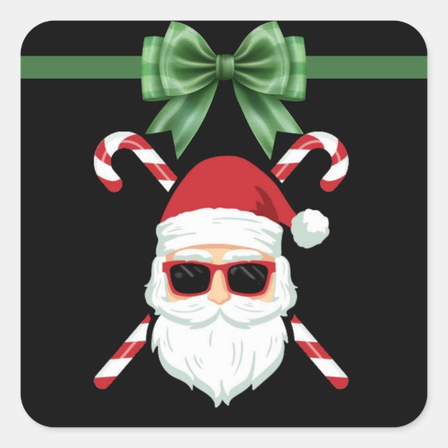 Adesivo Quadrado Papais noeis Personalizados com Feriado de Natal C (Frente)