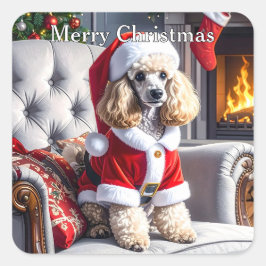 Adesivo Quadrado Papais noeis Poodle Natal