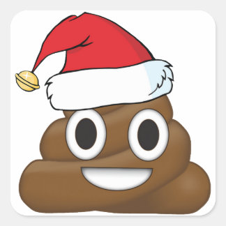 Adesivo Quadrado Papais noeis Poop Natal Gift Wrap Emoji