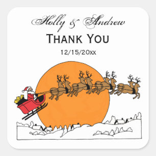 Adesivo Quadrado Papais noeis Reindeer Sobre A Lua Urbana Coberta D