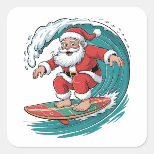 Adesivo Quadrado Papais noeis surfando Natal Surf Natal Natal Natal