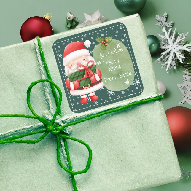 Adesivo Quadrado Papais noeis vermelhos agradáveis e alegres Vinhet (Criador carregado)