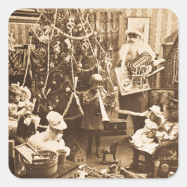 Adesivo Quadrado Papais noeis vitorianos Vintage Stereoview Sepia