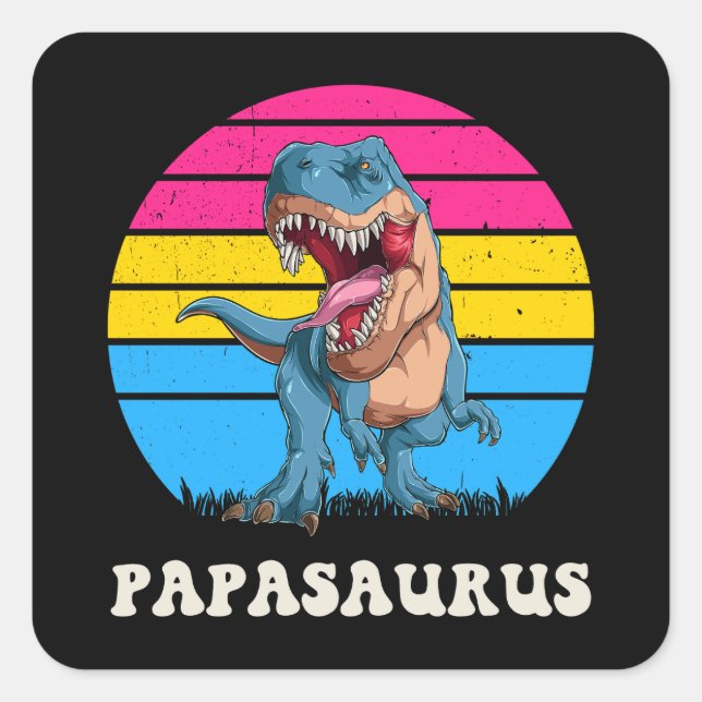 Adesivo Quadrado Papasauro Dinossauro Engraçado Pansexual Bandeira  (Frente)