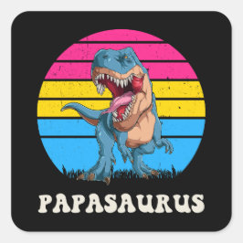 Adesivo Quadrado Papasauro Dinossauro Engraçado Pansexual Bandeira 
