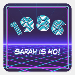 Adesivo Quadrado Papel de Aniversário de 40 anos Vintage 1986 Retro