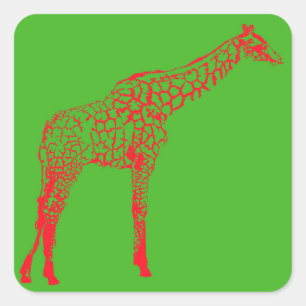 Adesivo Quadrado Papel de enrolamento de contornos Stencil Giraffe