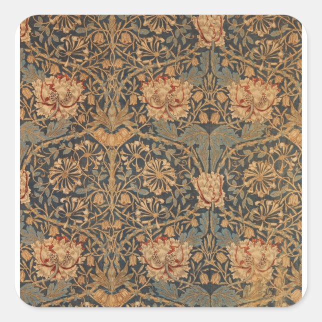 Adesivo Quadrado Papel de parede rico William Morris Honeysuckle (Frente)