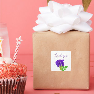 Adesivo Quadrado Papel de Presente Floral Purple Bloom