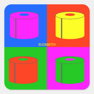 Adesivo Quadrado Papel higiênico retrô-psicodélico de pop Art vibra