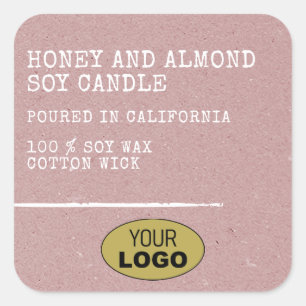 Adesivo Quadrado Papel Kraft simples moderno Lilac Rosé Logotipo Mo
