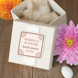 Adesivo Quadrado Papel Picado Neutral Cores de Casamento Pavilhão d